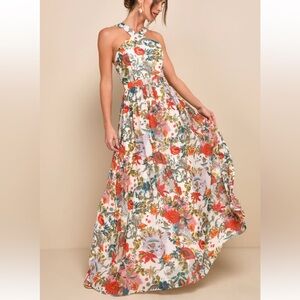 Lulus | Dresses | Lulus Abundant Charm Navy Blue 3d Floral Applique Maxi  Dress Size M | Poshmark